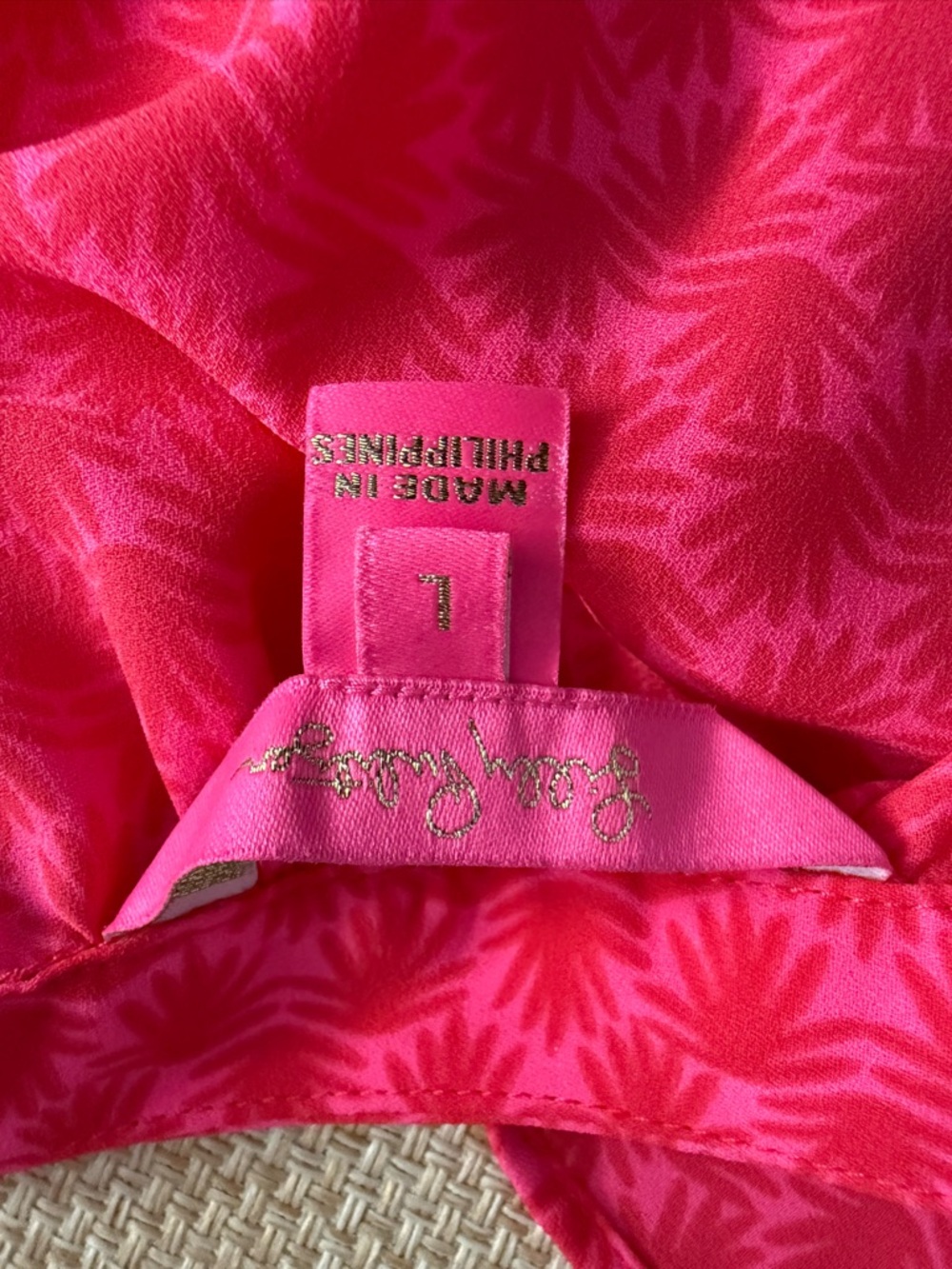 Lilly Pulitzer Hot Pink Floral Embroidered Peasant Tunic - Picture 3 of 5